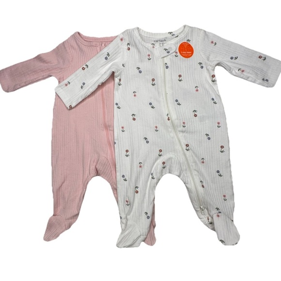 Carter's Just One You Baby Girls Size 3 Months Long Sleeve Footed Pajama Set 2pc - Picture 1 of 13